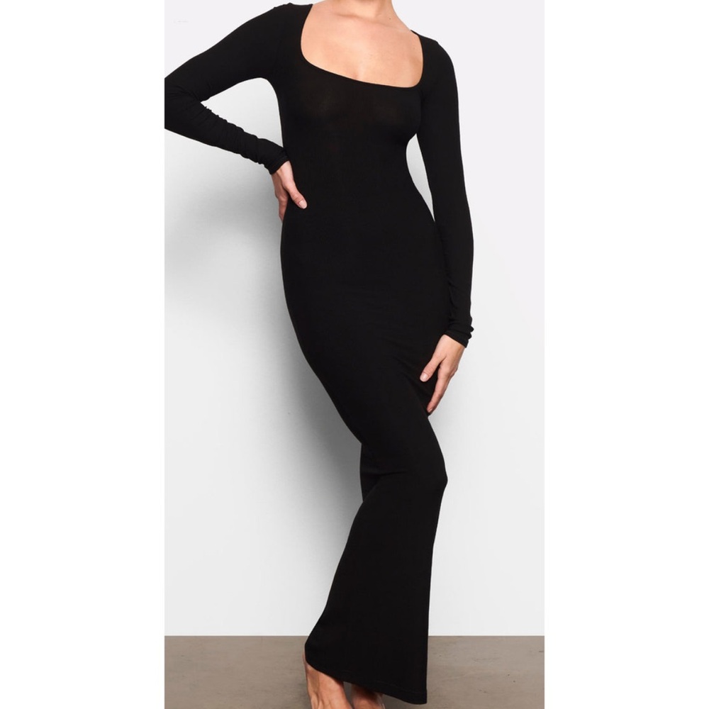 SKIMS Black Long Sleeve Dress